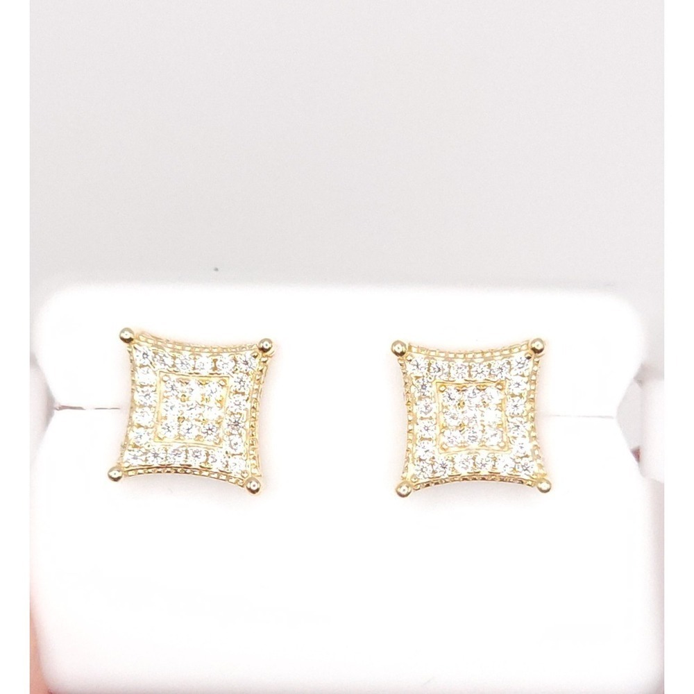 925 Silver Gold Moissanite Stud Earrings - Picture 10 of 13